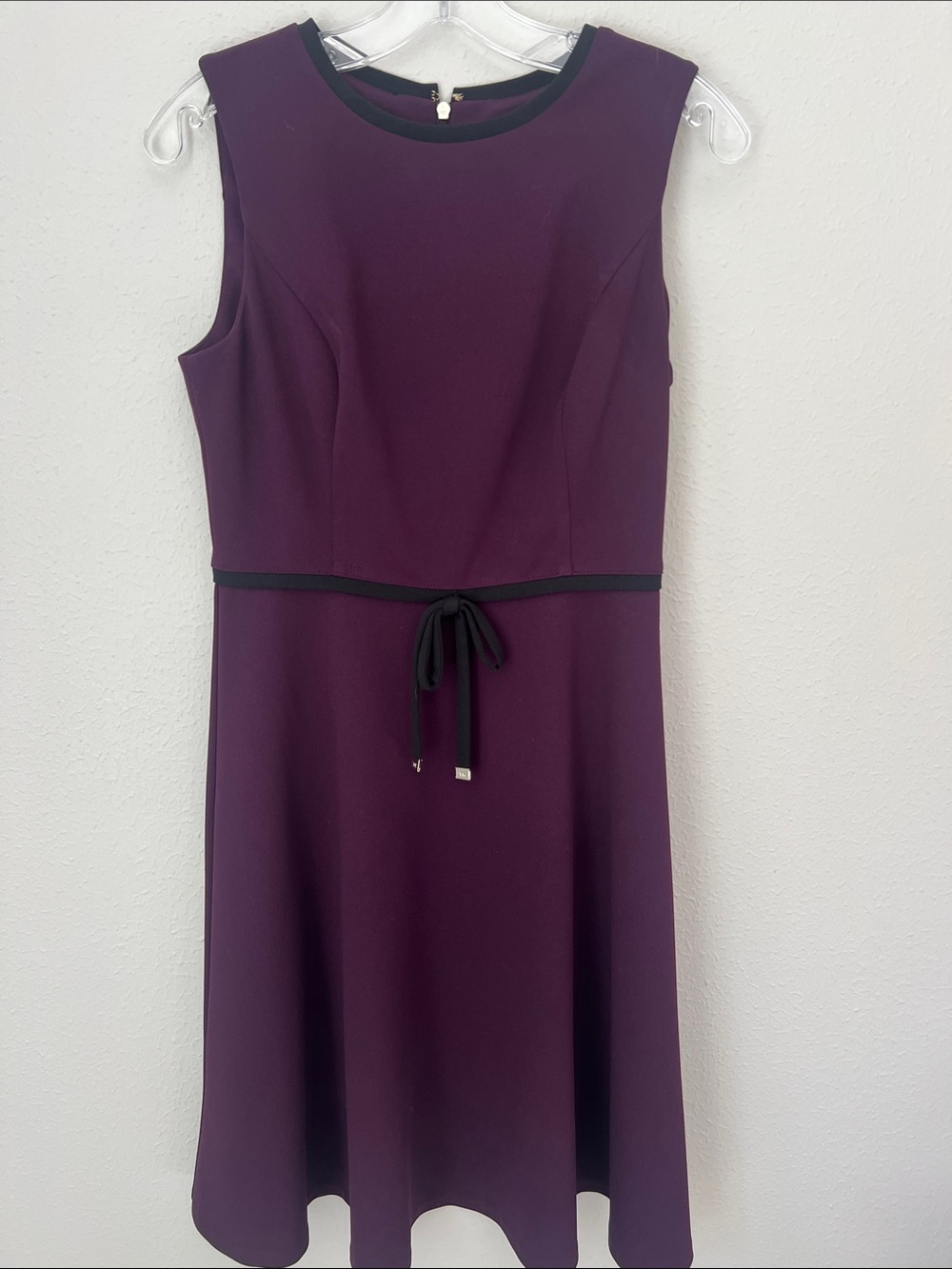 Tommy Hilfiger Plum Midi Dress with Black Trim